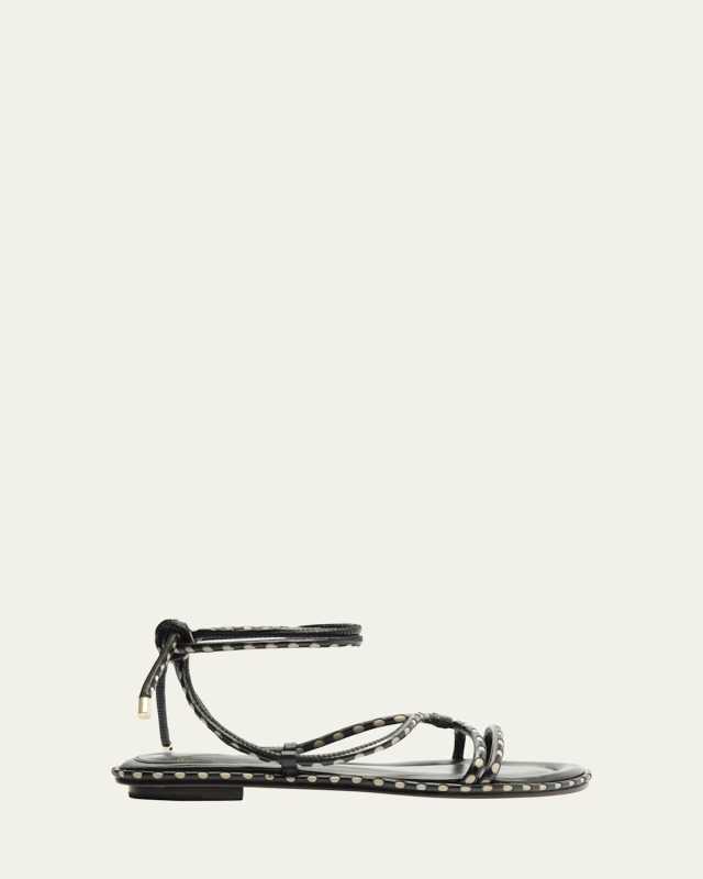Donna Self-Tie Leather Flat Sandals